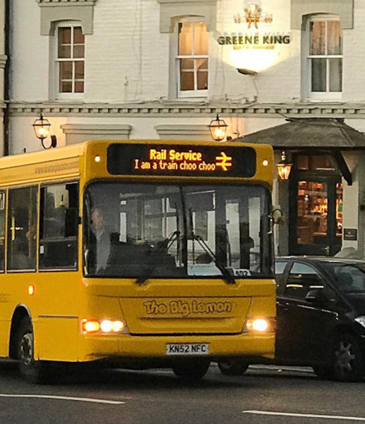 Bus with an identity crisis.