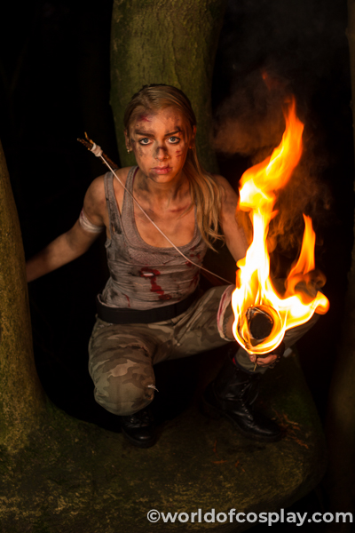 @evilamelia is on fire as Lara Croft on our exclusive World of Cosplay photo shoot.