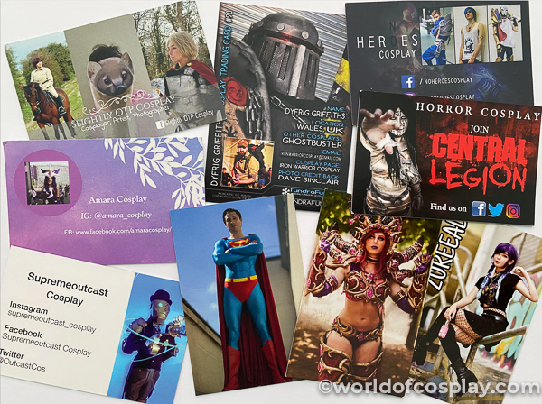 Top tips for visiting MCM Comic Cons. Promote your cosplay and build contacts with some cosplay contact cards.