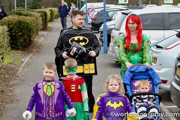A family arrives at Birmingham Comic Con.